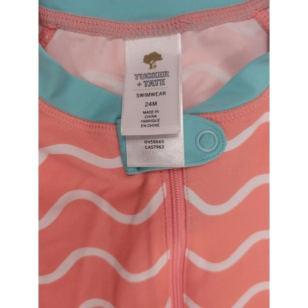 Tucker + Tate Toddler Girl Junior Kid 24 Months 2 Year Swim Wet Onesie Pink Blue